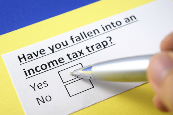 A form with the question: Have you fallen into a tax trap along with boxes for yes and no